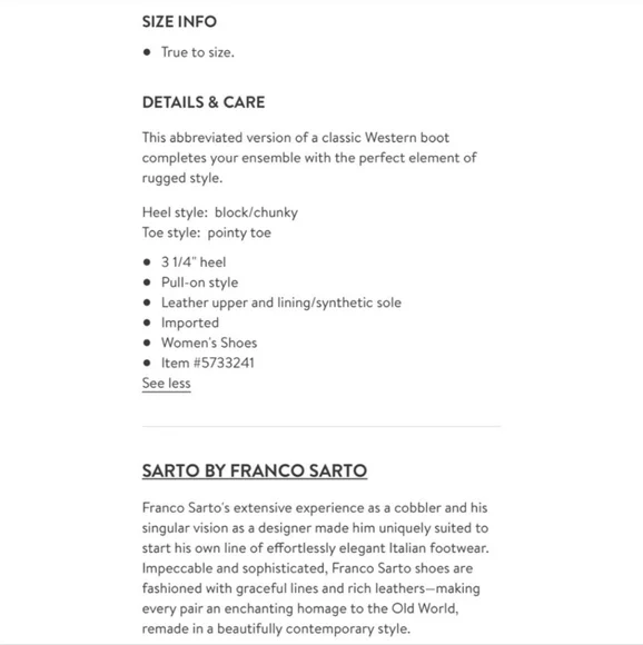 Franco Sarto Ella Suede Western Ankle Boots - Picture 11 of 11